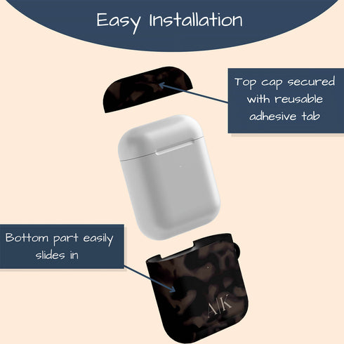 Dark Tortoiseshell Custom Initials AirPods Case